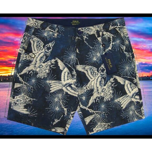 Polo Ralph Lauren Stretch Quick Dry Bird All Day Beach Board Swim Shorts Mens 40